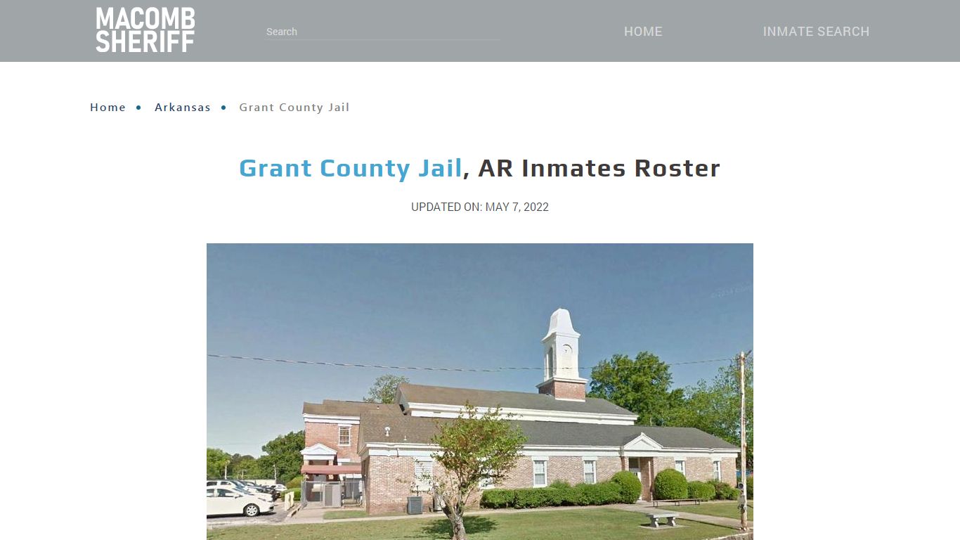 Grant County Jail, AR Jail Roster, Name Search
